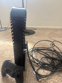 PlayStation 5 (WITHOUT SIDES) cleaned with black controller, lan cable , hdmi