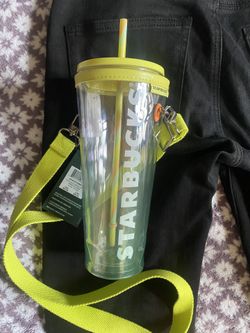 star bucks cup with lanyard