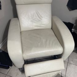 Two Genuine White Leather Recliners