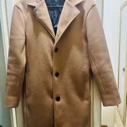 Men’s Wool Coat Camel Color - Size Small - Preowned