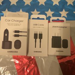 Samsung 45W Car Charger And 25W Charging Block And Cable Bundle