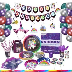 Serves 16- Unicorn Birthday Party Supplies - All in One Rainbow Unicorn Decorations for Birthday Party - Have a Memorable Unicorn Theme Party 