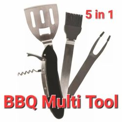 ☆Brand NEW ☆ 5 in 1 BBQ Multi Tool ☆ spatula fork marinade brush corkscrew bottle opener ☆ Barbecue Grill  Propane Charcoal Mesquite Gas Burner Stove