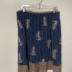 Women’s SIGRID OLSEN linen/Rayon Embroidered Skirt… Size 14