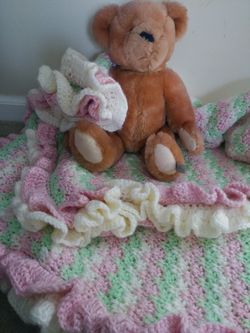 NEW 46 X 46 CROCHETED BABY BLANKET