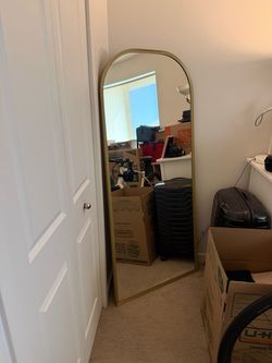 (IKEA) Gold Arched Full-Length Floor Mirror