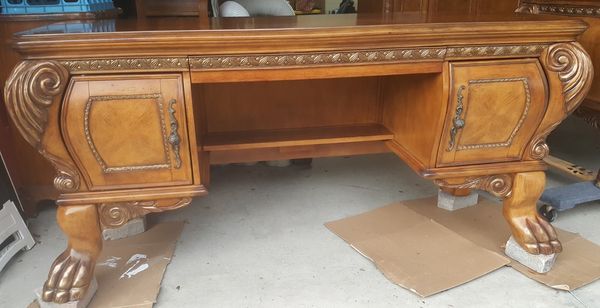 AICO Michael Amini Eden Desk, Credenza and Hutch Set - Excellent