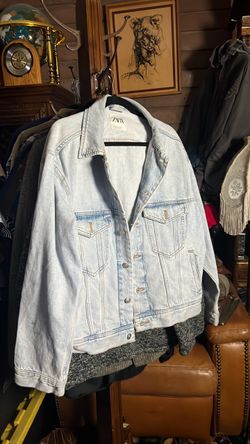 Zara Light Wash Oversized Denim Jacket
