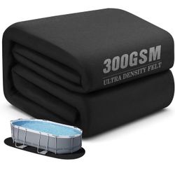 New-UIRWAY 12 x 18ft Oval Pool Liner Pad for Above Ground Pools, [2026 New 300G/M² Thicker Heavy Duty] Black Seamless Puncture Resistant Mats for Unde