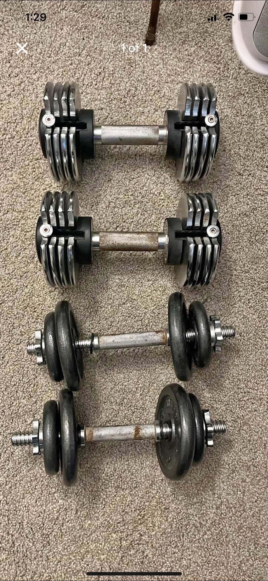 120,60, 40 pound dumbells at 0.75$/lb