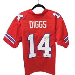 Stefon Diggs Autographed Buffalo Bills Red Custom XL Jersey Beckett BAS Witness