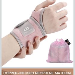 Copper Wrist Brace Support for Carpal Tunnel, Pain Relief, Arthritis, Tendonitis, Adjustable Wrist Braces Compression Wraps Both Hands, Fit for