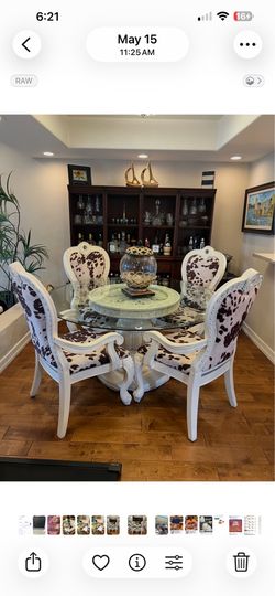 Country Western Chic glass table and 4 Chairs