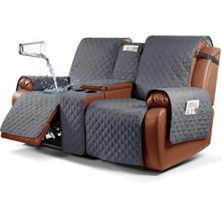 Recliner Loveseat Cover with Console, Non-Slip Couch Cover