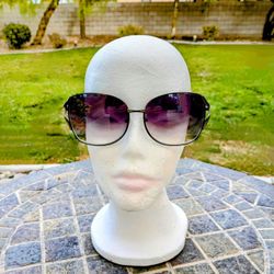 Butterfly Twist Metal Women's Shiny Black Gradient Oversized Lens Sunglasses New