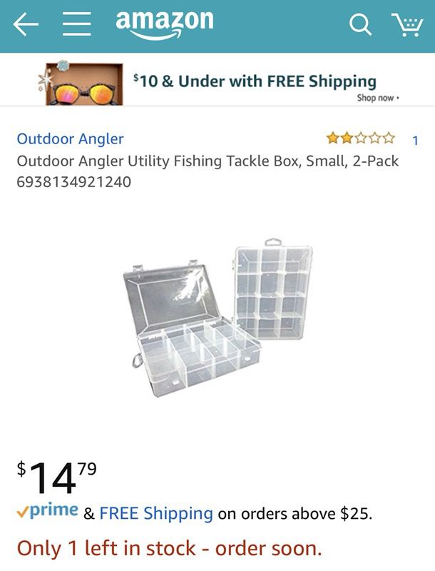 Outdoor Angler Utility Fishing Tackle Box, Small, 2-Pack 6938134921240