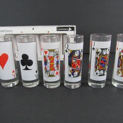 Luminarc 6 "Card Party" 2 Oz. Shot Glasses~Made in USA-New


