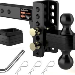 Aquilaplain 2" Adjustable Trailer Hitch - 4" Rise/Drop Height, 2'' & 2-5/16'' Ball Hitches 25000 Lbs Heavy Duty Towing Ball Mount, RVs, Campers, Boat 
