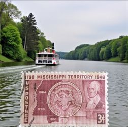 1948 Scott #955 150th Anniversary Mississippi Territory 3-cent Post Marked Canceled. Back is blemished. Scott #955 The 1948 Mississippi Territory 3-ce