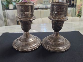 Vintage Fisher Sterling Silver Weighted Candle Holders Pair #813 – Removable Solid Sterling Tops