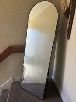 Full-Length Arched Floor Mirror Black Frame