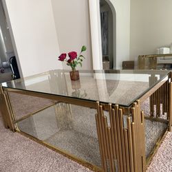 Gold glass coffee table