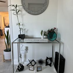 Console Table- Silver console with glass