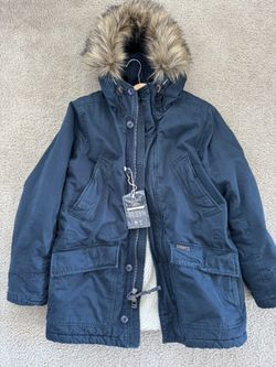 Abercrombie & Fitch B-9 SHERPA LINED PARKA JACKET COAT Navy Blue - Men’s S (New)