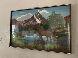 Mountain & Horse Paining with Frame