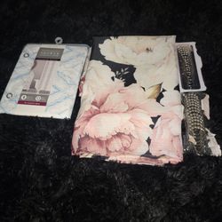 shower curtain w/ liner & hooks