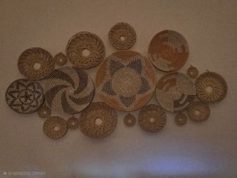 19 pcs Boho wicker basket wall art