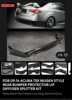 09-14 ACURA TSX MUGEN STYLE REAR BUMPER PROTECTOR LIP DIFFUSER