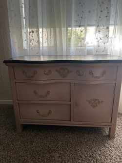 Painted French Provincial Dresser with Cabinet