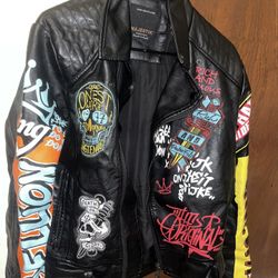 Majestik Leather Jacket w/ Patches MEDIUM