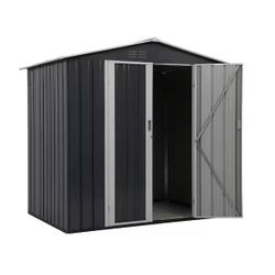 6 ft. W x 4 ft. D Outdoor Storage Metal Sheds with Upgraded Frame Structure (24 sq. ft.) Gray