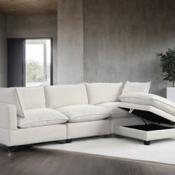 FREE DELIVERY Zero Down New In Box Cloud Boucle Modular Sectional Couch 4 Piece 