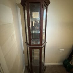 Tall Corner Curio Cabinet - Glass Shelves - Quick Sale