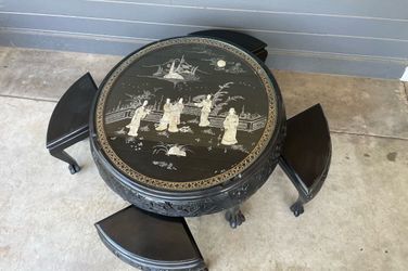 Shiny Black Lacquer Oriental Coffee Table