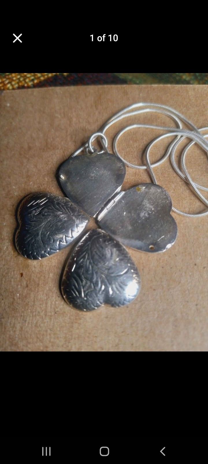 St.Silver 4 Leaf Clover Necklace 20"L & Heart