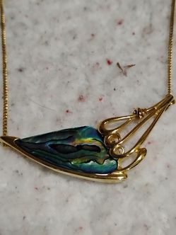Gold plated paua shell necklace