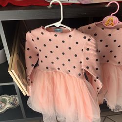 Pink/black Polka Dots Girls Dress
