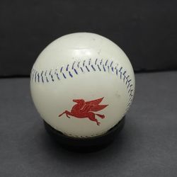 Vintage Glass Mobiloil Pegasus Baseball Bank Promo