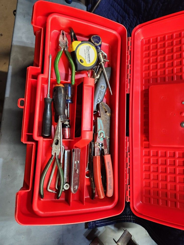 Popular Mechanics red tool box with tools
