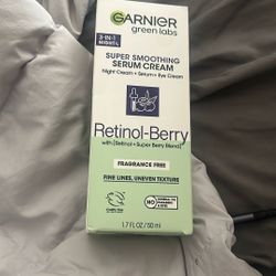 Garnier Green Labs Retinol-Berry Super Smoothing Hydrating Night 3-in-1 Serum Cream Moisturizer, 1.7 fl. oz.