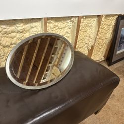 Antique Oval Mirror With Silver Frame