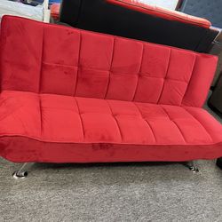 New Red Fabric Velvet Sofa Bed