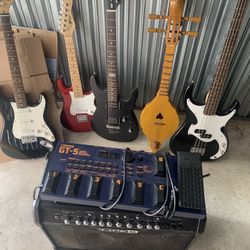 Guitars Pedal Board And Amp  