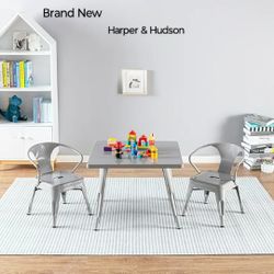 Brand New Harper & Hudson Kids Square Metal Table Gray 