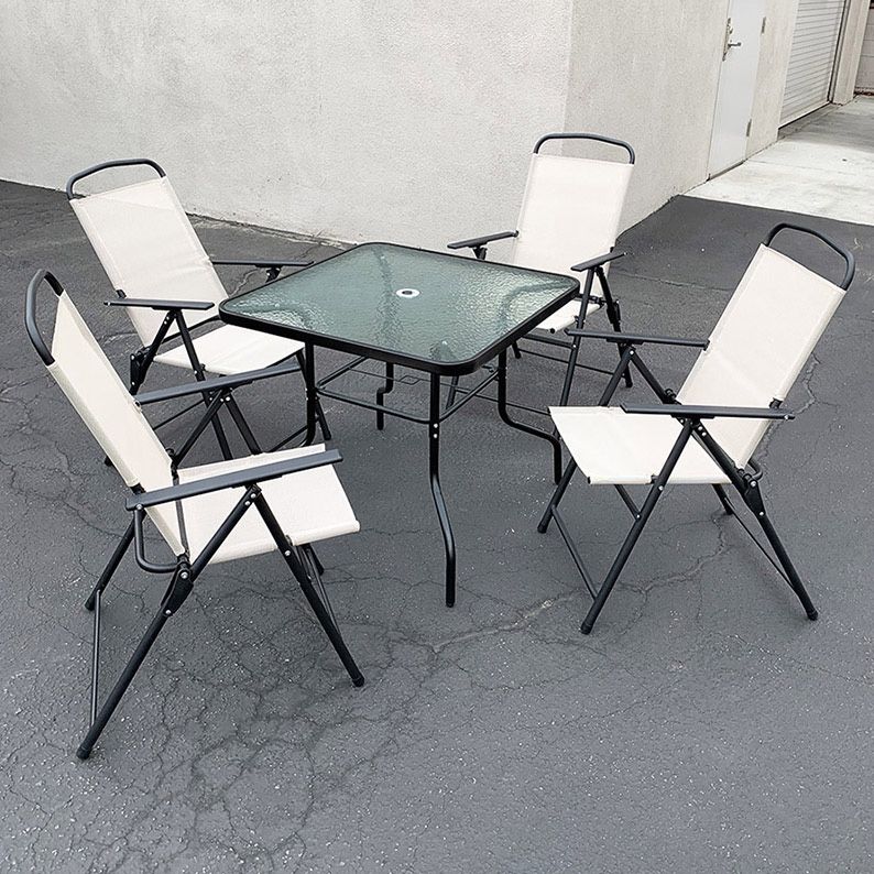 BRAND NEW $100 Outdoor 5 Piece Patio Set (32x32” Table and 4pc Folding Chairs) Garden Furniture 