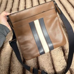 Coach Brown and Cream Leather Crossbody Bag